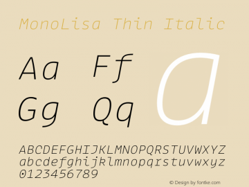 MonoLisa-ThinItalic Version 1.604图片样张