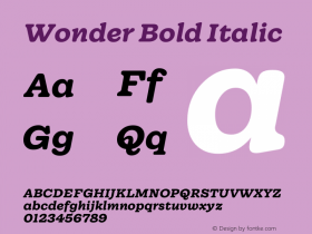 Wonder-BoldItalic Version 1.000;hotconv 1.0.109;makeotfexe 2.5.65596图片样张