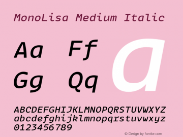 MonoLisa-MediumItalic Version 1.700图片样张