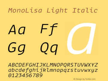 MonoLisa-LightItalic Version 1.700图片样张