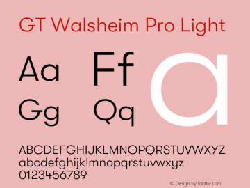 GT Walsheim Pro Light Version 2.001;PS 002.001;hotconv 1.0.88;makeotf.lib2.5.64775图片样张