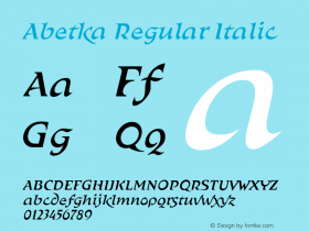 Abetka-RegularItalic Version 002.000图片样张