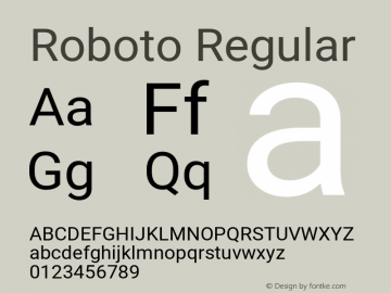 Roboto Regular Version 2.001047; 2015图片样张