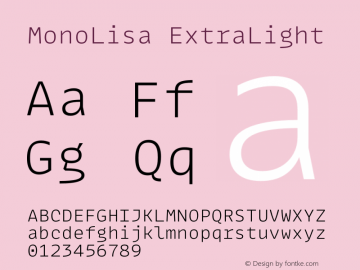 MonoLisa-ExtraLight Version 1.800图片样张