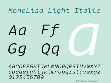 MonoLisa-LightItalic Version 1.800图片样张