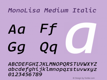 MonoLisa-MediumItalic Version 1.800图片样张