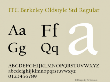 ITC Berkeley Oldstyle Std Regular OTF 1.018;PS 001.001;Core 1.0.31;makeotf.lib1.4.1585 Font Sample