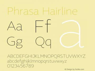 Phrasa Hairline Version 1.000;hotconv 1.0.109;makeotfexe 2.5.65596图片样张