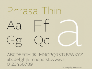 Phrasa Thin Version 1.000;hotconv 1.0.109;makeotfexe 2.5.65596图片样张