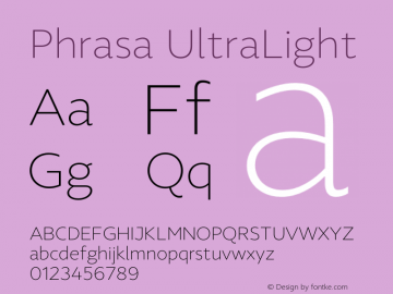Phrasa Ultra Light Version 1.000;hotconv 1.0.109;makeotfexe 2.5.65596图片样张