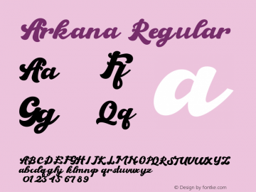 Arkana Version 1.000;March 30, 2019;FontCreator 14.0.0.2794 64-bit图片样张