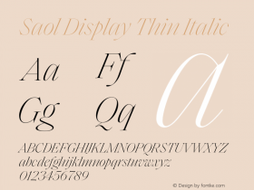 Saol Display Thin Italic Version 1.001;hotconv 1.0.109;makeotfexe 2.5.65596图片样张