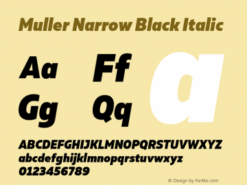 Muller Narrow Black Italic Version 1.000;PS 001.000;hotconv 1.0.88;makeotf.lib2.5.64775图片样张