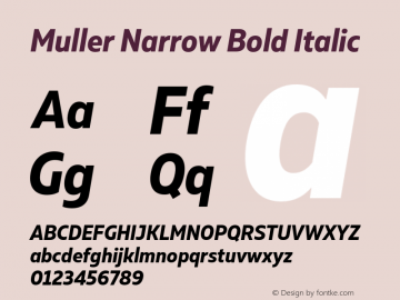 Muller Narrow Bold Italic Version 1.000;PS 001.000;hotconv 1.0.88;makeotf.lib2.5.64775图片样张