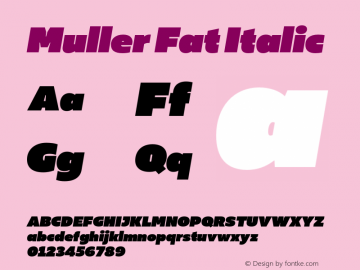 Muller Fat Italic Version 1.000;PS 001.000;hotconv 1.0.88;makeotf.lib2.5.64775图片样张