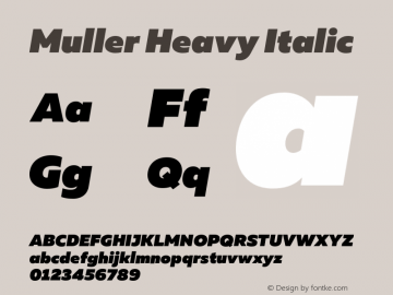 Muller Heavy Italic Version 1.000;PS 001.000;hotconv 1.0.88;makeotf.lib2.5.64775图片样张