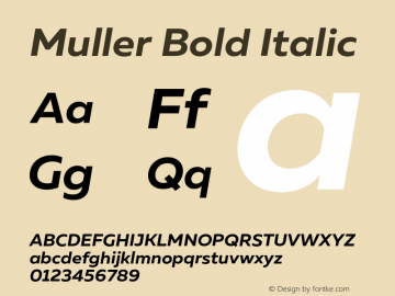 Muller Bold Italic Version 1.000;PS 001.000;hotconv 1.0.88;makeotf.lib2.5.64775图片样张