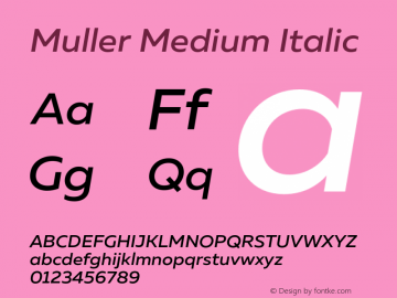 Muller Medium Italic Version 1.000;PS 001.000;hotconv 1.0.88;makeotf.lib2.5.64775图片样张