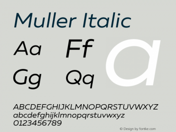 Muller Regular Italic Version 1.000;PS 001.000;hotconv 1.0.88;makeotf.lib2.5.64775图片样张