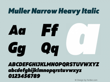Muller Narrow Heavy Italic Version 1.000图片样张