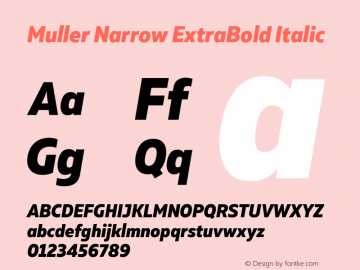 Muller Narrow ExtraBold Italic Version 1.000图片样张