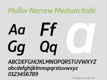 Muller Narrow Medium Italic Version 1.000图片样张