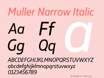 Muller Narrow Regular Italic Version 1.000图片样张