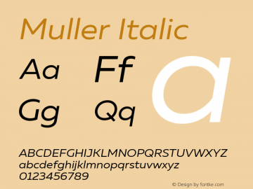 Muller Regular Italic Version 1.000图片样张