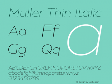 Muller Thin Italic Version 1.000图片样张