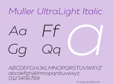 Muller UltraLight Italic Version 1.000图片样张