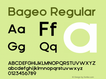 Bageo Version 1.00;June 16, 2021;FontCreator 11.5.0.2427 32-bit图片样张