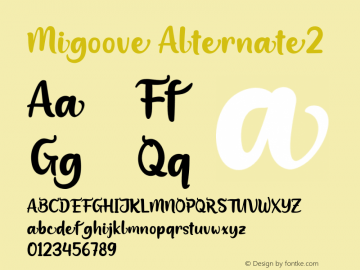 Migoove Alternate2 Version 1.004;Fontself Maker 3.5.6图片样张