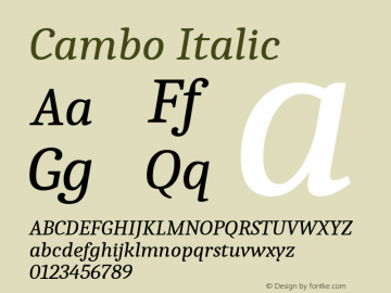 Cambo Italic Version 2.001图片样张