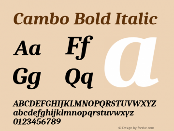 Cambo Bold Italic Version 2.001图片样张