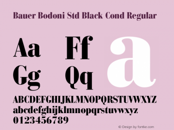 Bauer Bodoni Std Black Cond Regular OTF 1.029;PS 001.001;Core 1.0.33;makeotf.lib1.4.1585图片样张