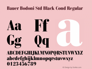 Bauer Bodoni Std Black Cond Regular Version 2.030;PS 002.000;hotconv 1.0.51;makeotf.lib2.0.18671图片样张