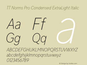 TT Norms Pro Condensed ExtraLight Italic Version 3.000.12072021图片样张