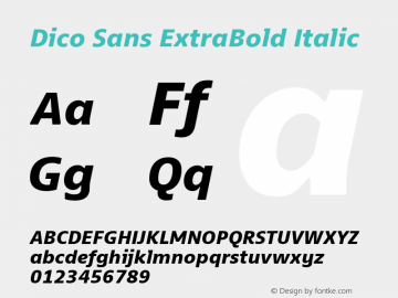 Dico Sans ExtraBold Italic Version 1.0图片样张