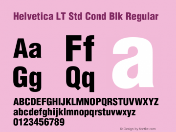 Helvetica LT Std Cond Blk Regular OTF 1.029;PS 003.000;Core 1.0.33;makeotf.lib1.4.1585 Font Sample