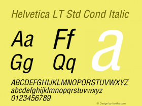 Helvetica LT Std Cond Italic OTF 1.029;PS 003.001;Core 1.0.33;makeotf.lib1.4.1585图片样张