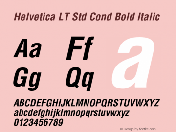 Helvetica LT Std Cond Bold Italic OTF 1.029;PS 003.001;Core 1.0.33;makeotf.lib1.4.1585图片样张