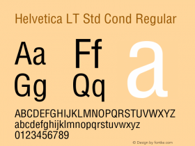 Helvetica LT Std Cond Regular Version 2.030;PS 002.000;hotconv 1.0.51;makeotf.lib2.0.18671图片样张