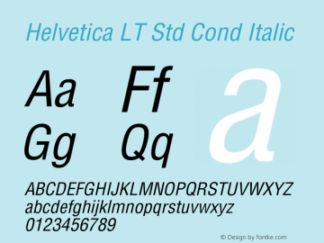 Helvetica LT Std Cond Italic Version 2.030;PS 002.000;hotconv 1.0.51;makeotf.lib2.0.18671图片样张