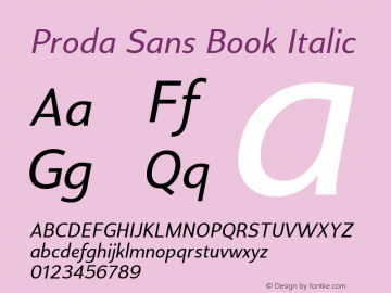 Proda Sans Book Italic 1.000图片样张