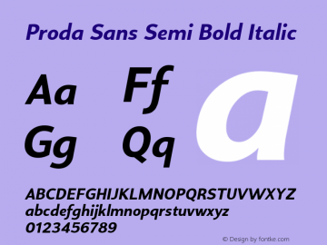 Proda Sans Semi Bold Italic 1.000图片样张