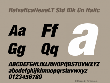 HelveticaNeueLT Std Blk Cn Italic OTF 1.029;PS 001.000;Core 1.0.33;makeotf.lib1.4.1585 Font Sample