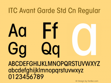 ITC Avant Garde Std Cn Regular OTF 1.018;PS 001.001;Core 1.0.31;makeotf.lib1.4.1585图片样张