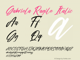 Gabriela Ragile Italic Version 1.00;June 23, 2021;FontCreator 13.0.0.2683 64-bit图片样张