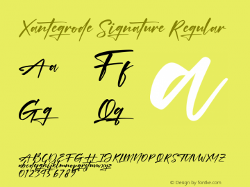 Xantegrode Signature Version 1.00;August 12, 2021;FontCreator 13.0.0.2683 64-bit图片样张