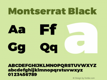 Montserrat-Black Version 3.100;PS 003.100;hotconv 1.0.88;makeotf.lib2.5.64775图片样张